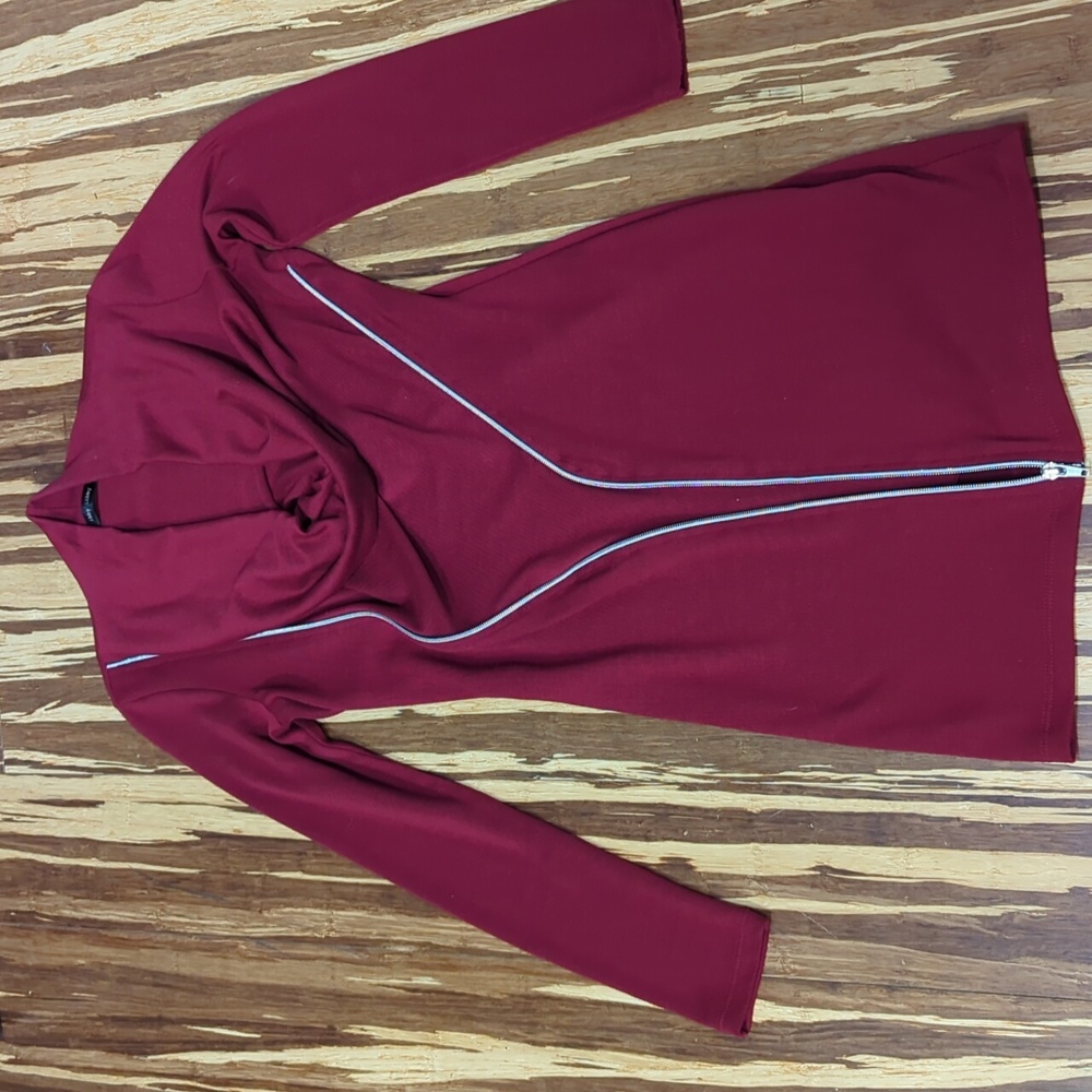Ibby Libby Zipper Bodycon Cowl Neck Dress